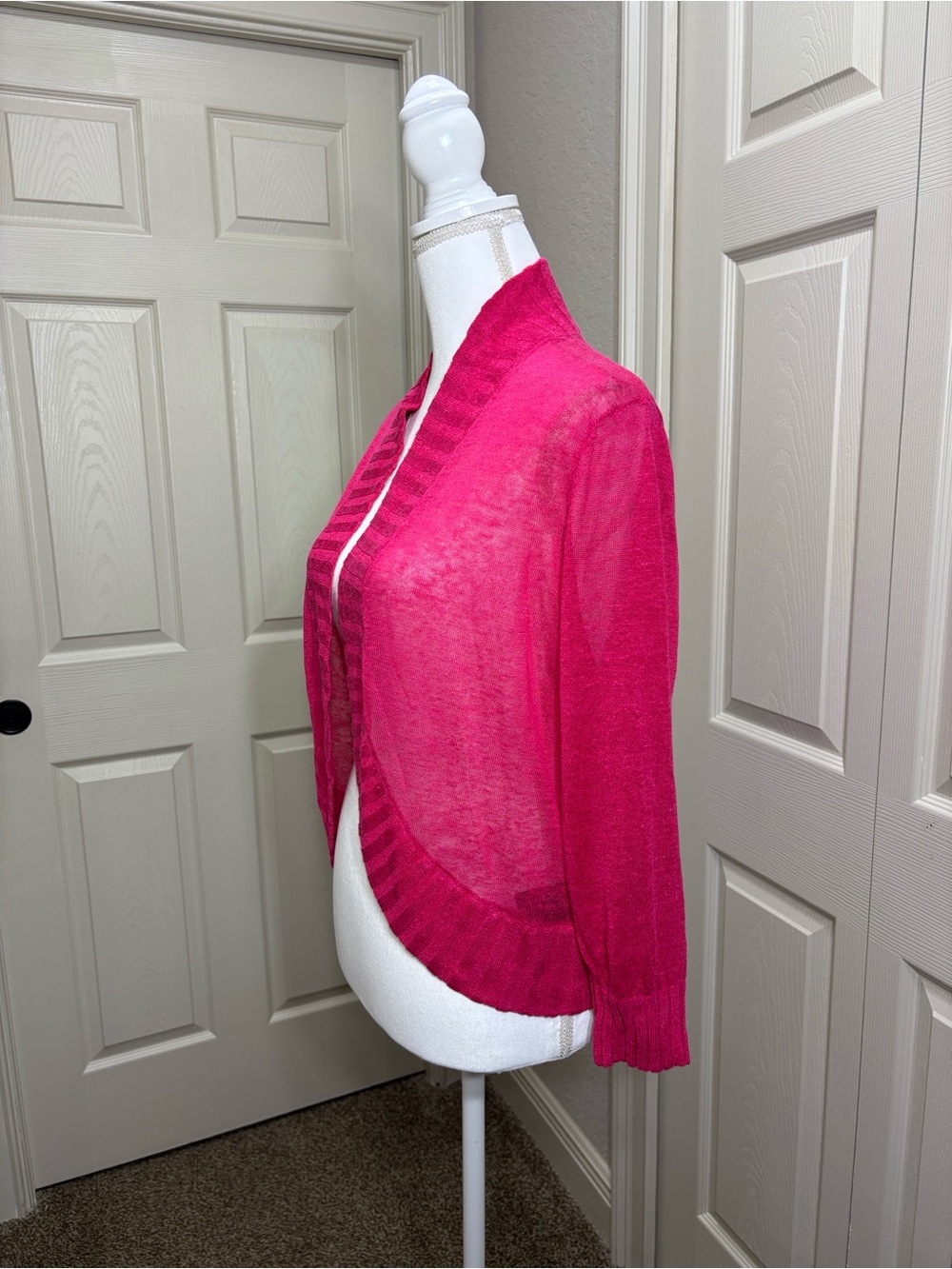 Nic+Zoe Nwt Linen Blend Bolero Cardigan Daiquiri Pink L — image 4 of 8